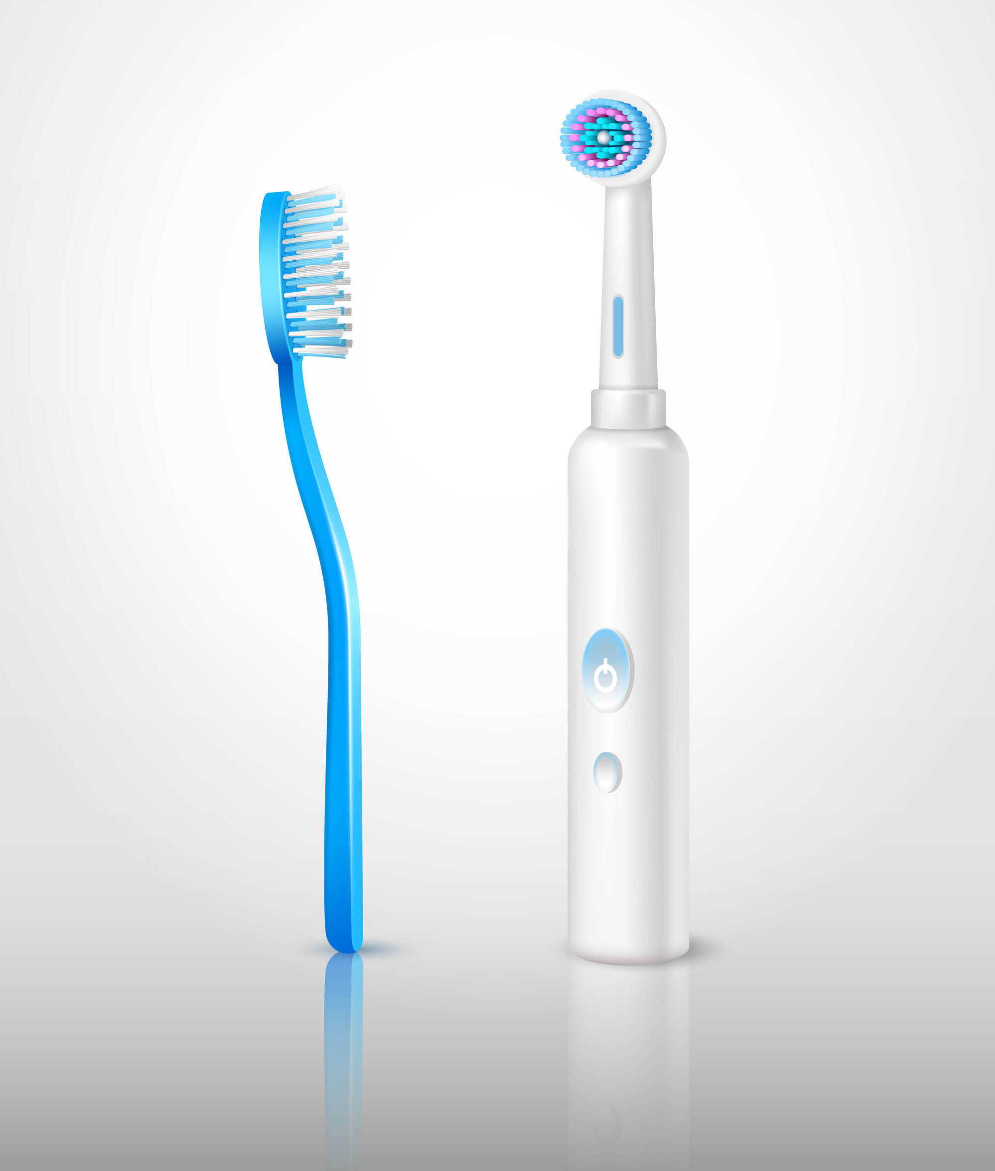 Two toothbrushes - one electric and one manual